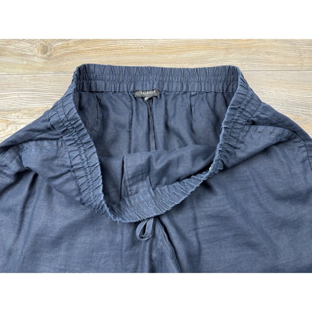 Talbots Women's Crop Linen Pants Plus Size 18W Pull-On Navy Blue Elastic Waist - Picture 3 of 13